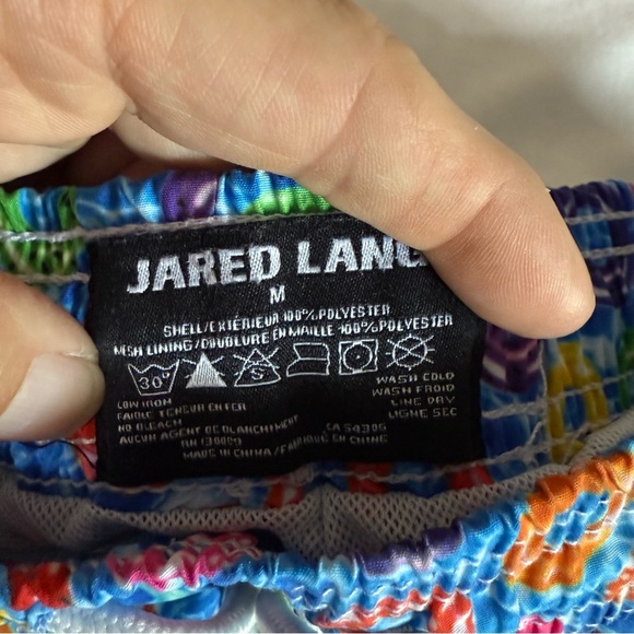 Jared Lang Mens Size Medium Lined Swim Trunks Beach Blue Doughnut Float Vacation - Picture 3 of 5